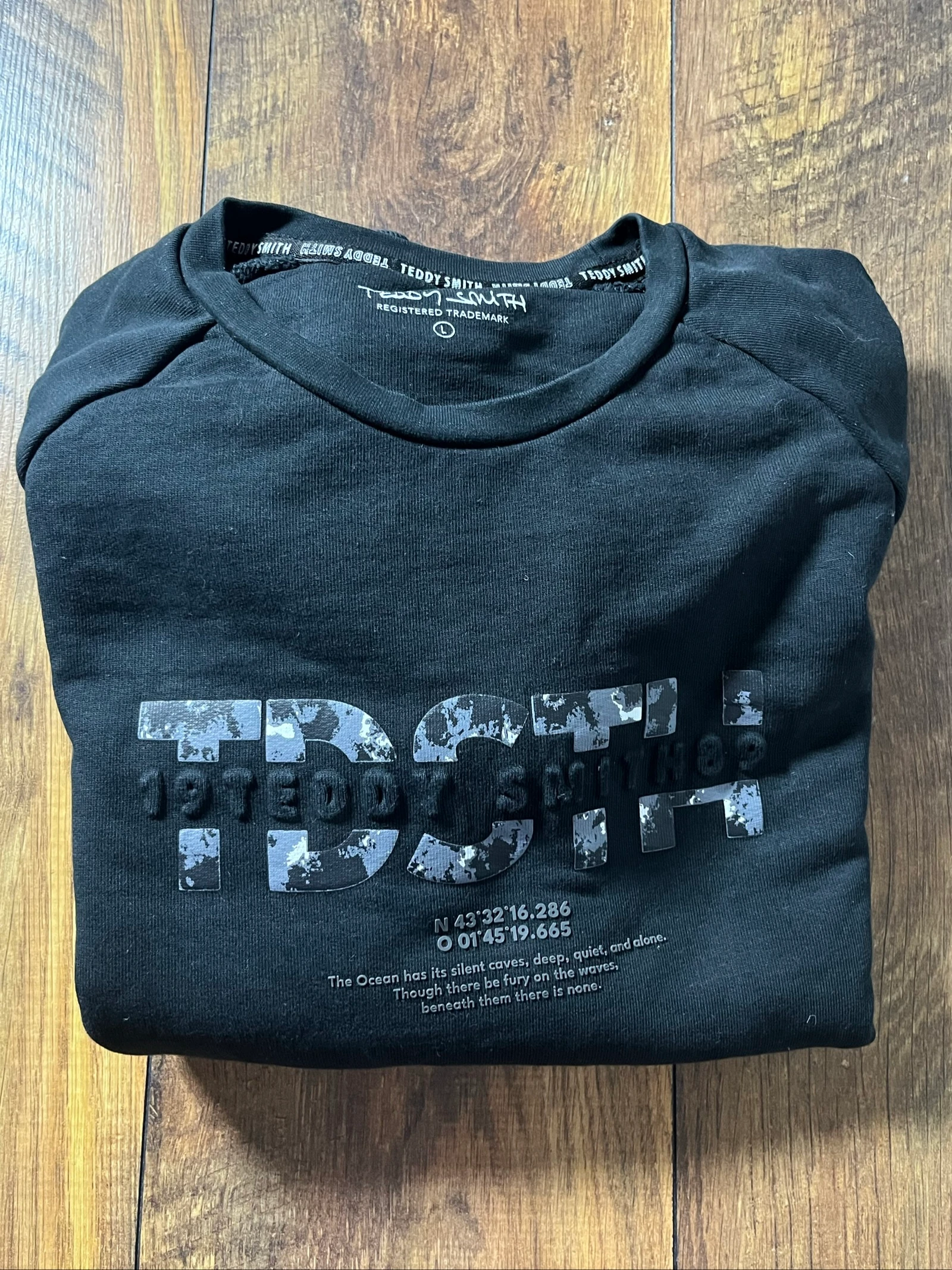 Black round neck sweatshirt with raglan sleeves, regular fit - Teddy Smith - size L - very good condition – photo 14